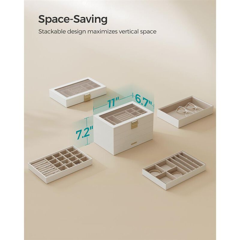 4-Tier Stackable Jewelry Trays for Organized Accessory Storage