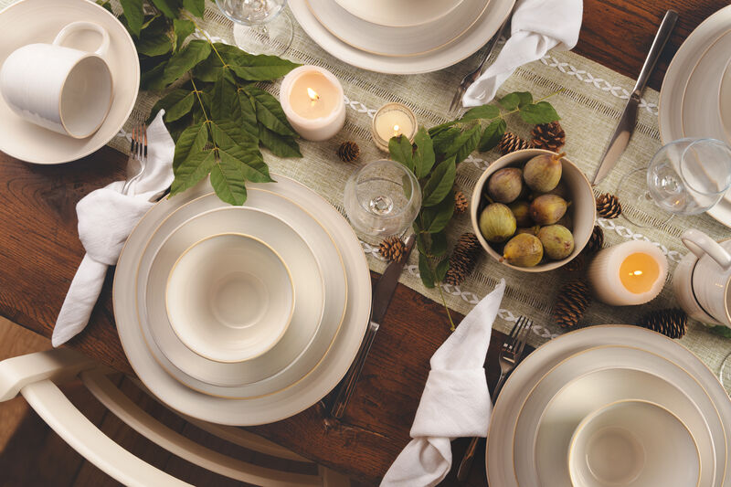 Neree 16pcs Double Bowl Dinnerware Set - Modern Country Style Reactive Glaze