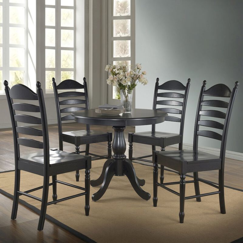 Carolina Living Fairview 36 Pedestal Dining Table with 4 Whitman Dining Chairs - Antique Black