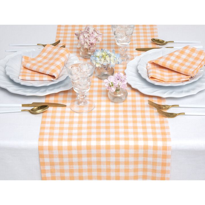 Solino Home 100% Pure Linen Table Runner - Gingham Check