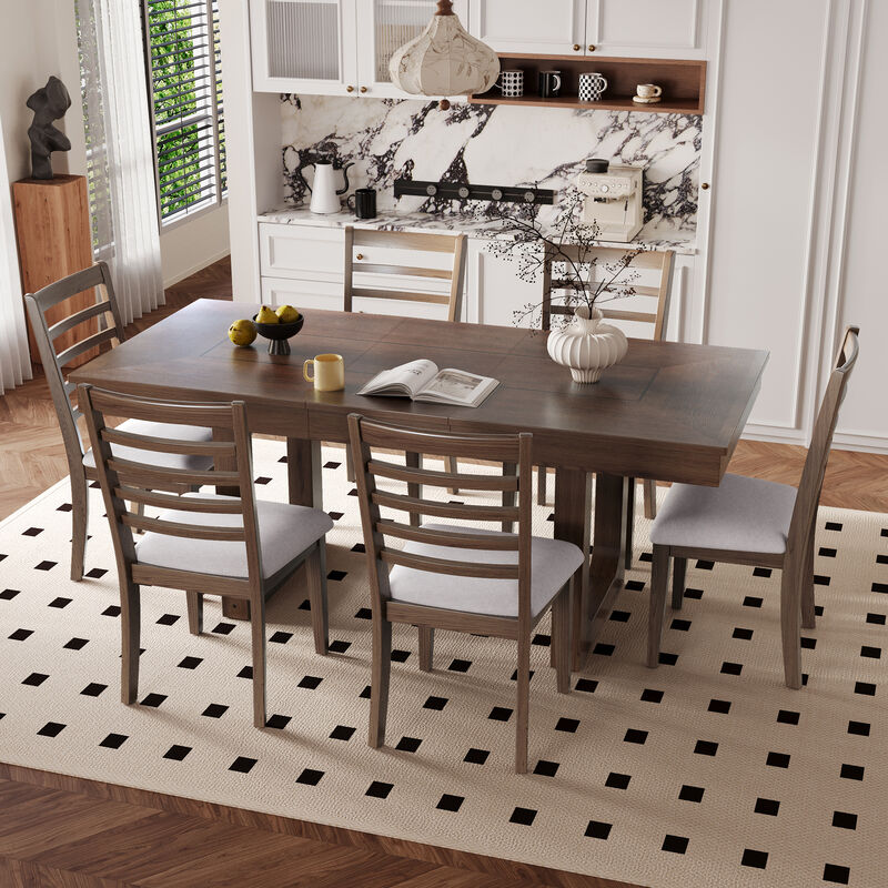 Merax Farmhouse 7-Piece Extendable Dining Set image number 8