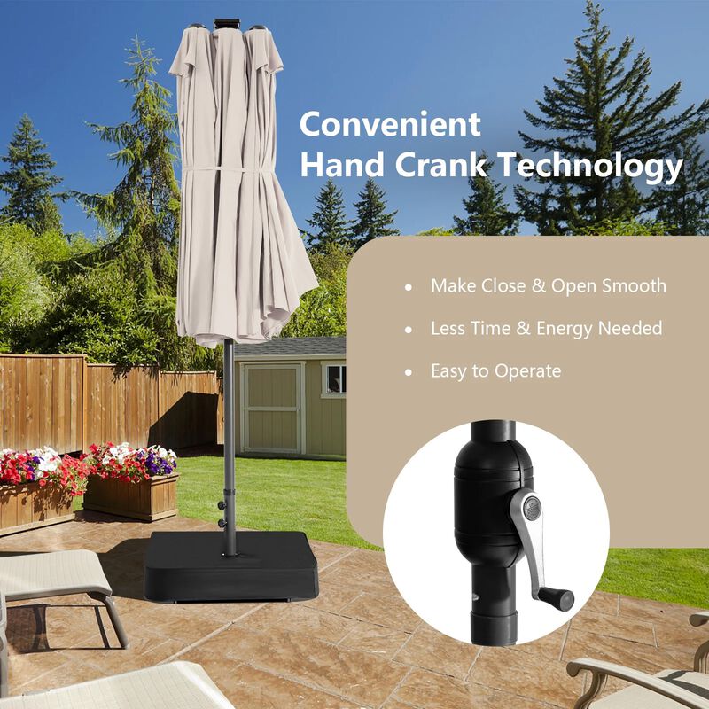 Mondawe 15 Feet Double-Sided Patio Umbrella with 48 LED Lights image number 3