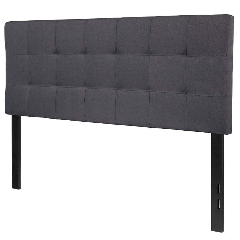 Hivvago Full size Dark Grey Fabric Linen Upholstered Panel Headboard
