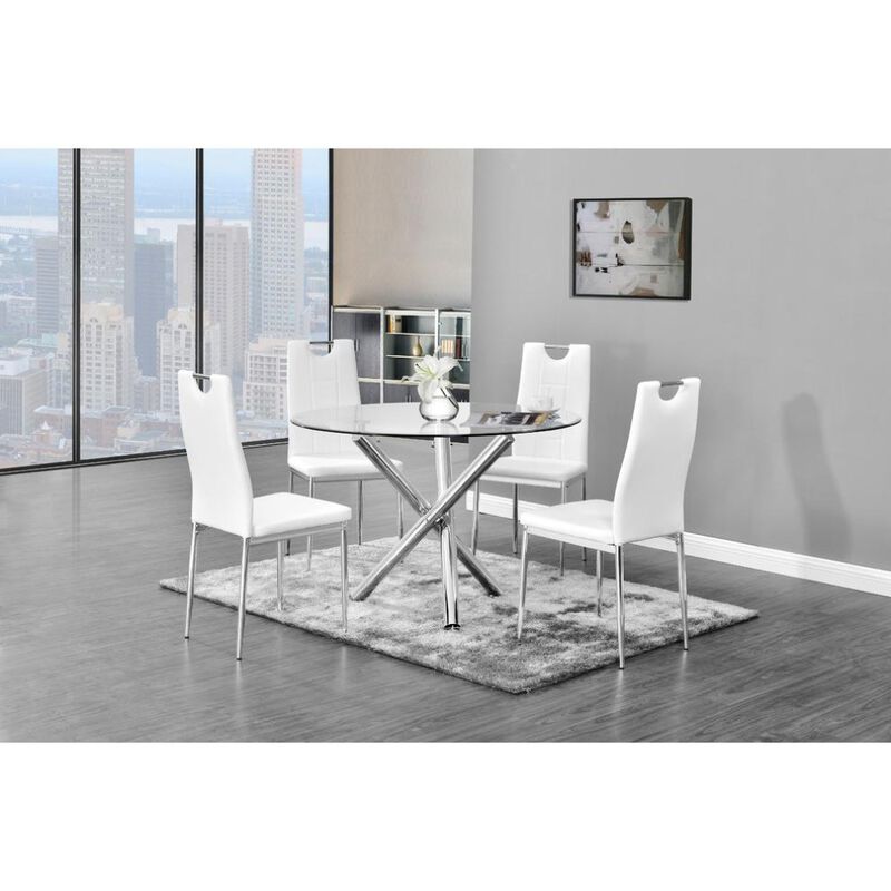 Best Master Furniture Best Master Beverly Faux Leather Upholstered Side Chair - White (Set Of 2)
