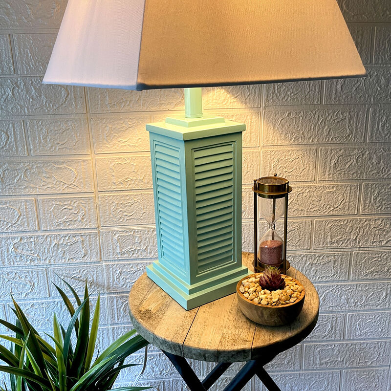 Seafoam Green Shutter Table Lamp 24in Glossy Base 120V 60W Coastal Decor image number 6