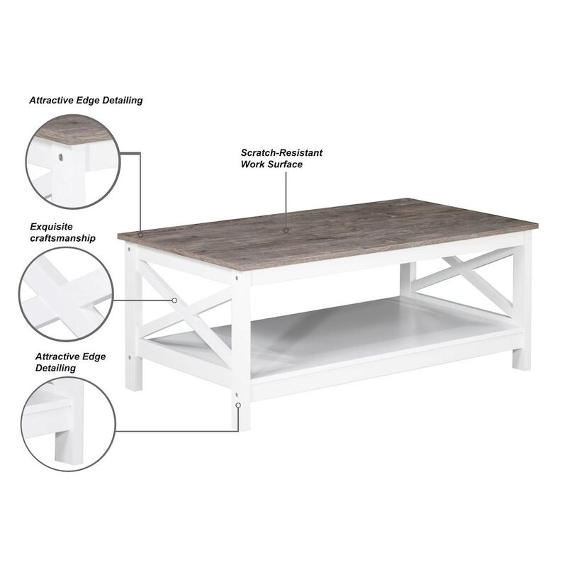 Saint Birch Lambert Modern Farmhouse White Coffee Table