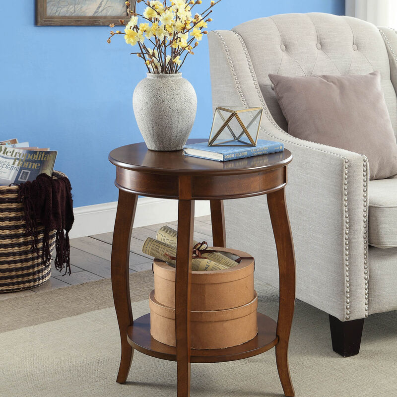 GOODSILO Elegant Round Leg Accent Table with Open Storage Shelf and Wooden Cabriole Leg Design image number 3