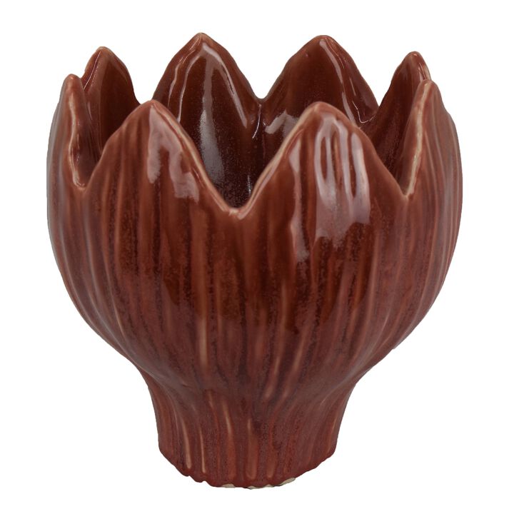 Siena Decorative Planter with Petal Edge Design, Ceramic