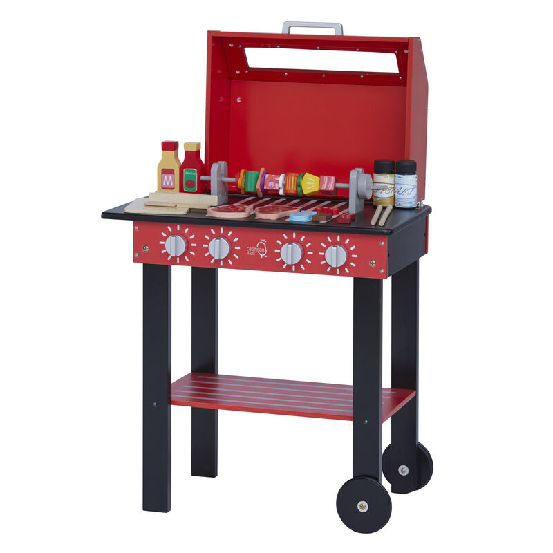 Little Helper Backyard BBQ Grill Playset with 26 Cooking Accessories, Red/Black image number 3