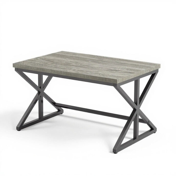 Top True Wood Computer Desk, Modern Writing Desk with Metal Frame for Home Office