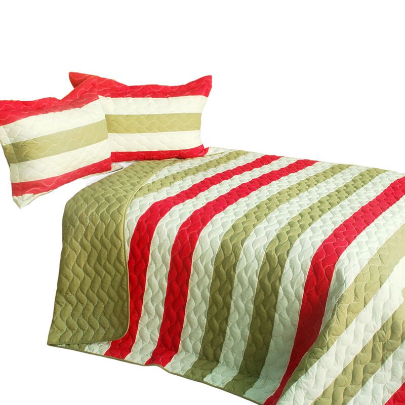 3-Piece Vermicelli Quilted Patchwork Quilt Set Soft Bedding image number 1
