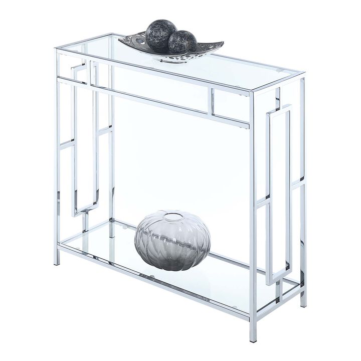 Town Square Chrome Hall Table with Shelf