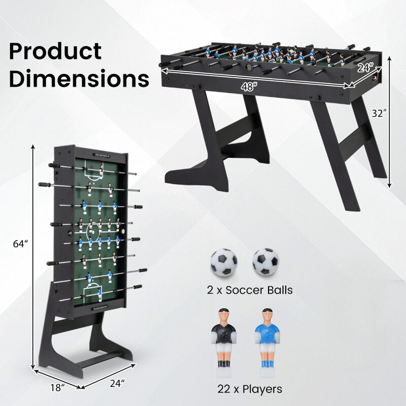 Folding Soccer Foosball Table for Family Game Room and Home Entertainment image number 2
