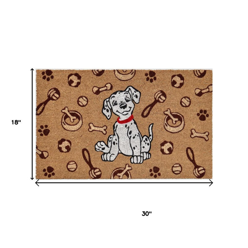 HomeRoots 18" X 30" Beige and White Coir Dog Outdoor Door Mat image number 4
