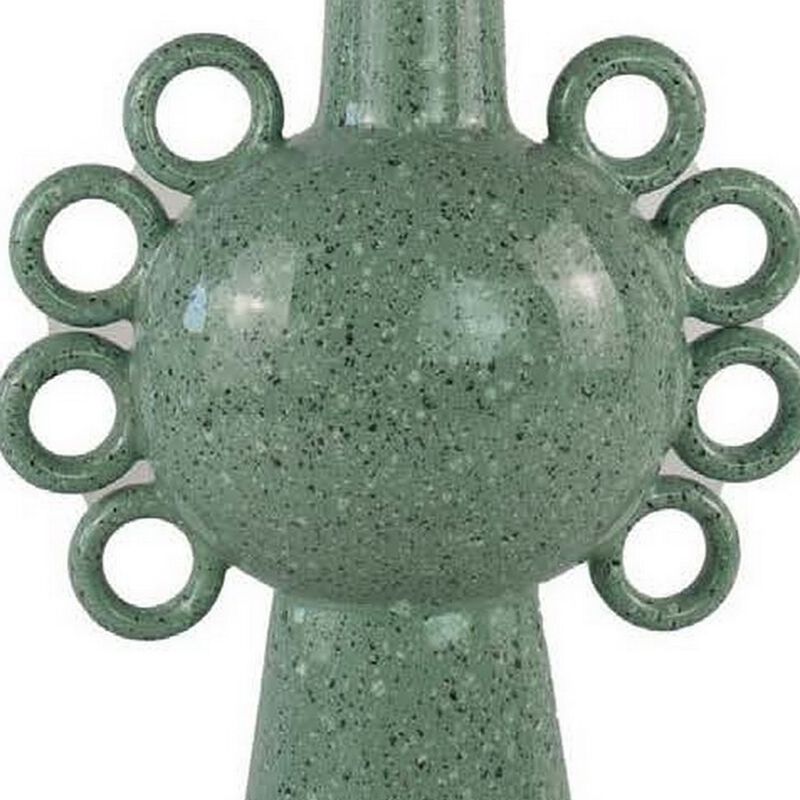 Kary Flower Vase, Unique 3D Look, Narrow 23 Inch Sage Green Ceramic - Benzara