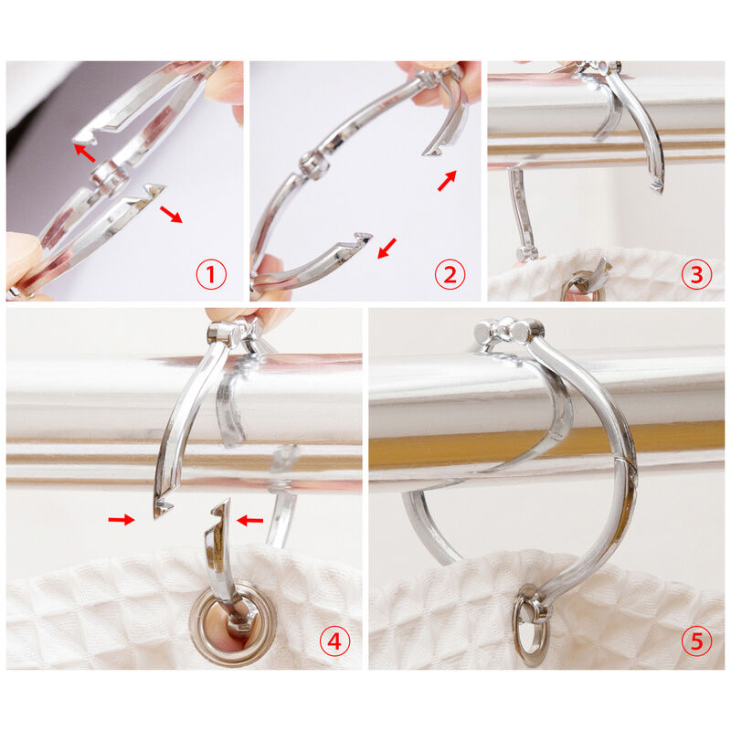 Rust-Proof Shower Curtain Hooks with Clasp Closure, Set of 12 image number 8