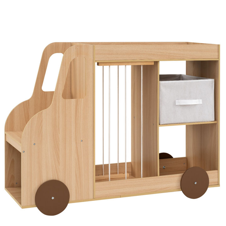 Toy Storage Organizer with Fabric Drawer and Universal Wheels