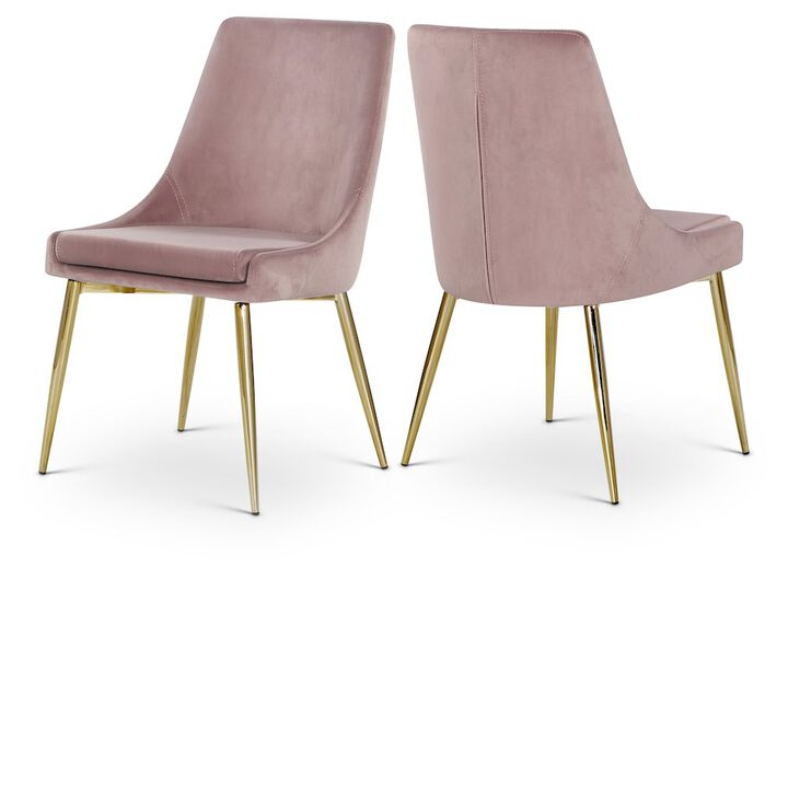 Meridian Furniture Karina Pink Velvet Dining Chair, Set of 2