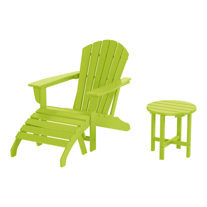 WestinTrends Outdoor Adirondack Chair With Ottoman And Side Table 3-Piece Set