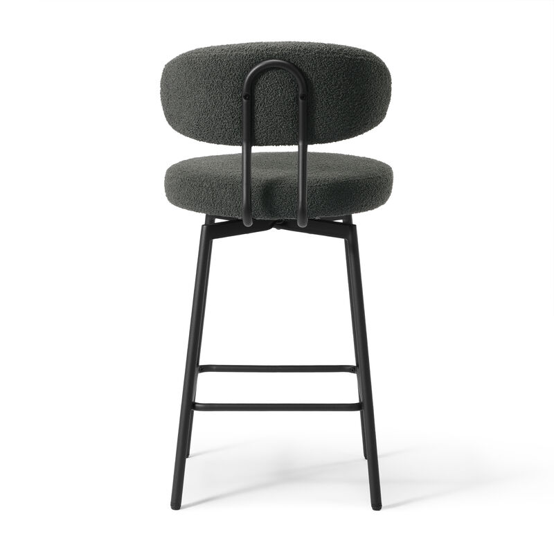 WestinTrends Modern Upholstered Sherpa Fabric Counter Height Bar Stools with Back (Set of 2) image number 4