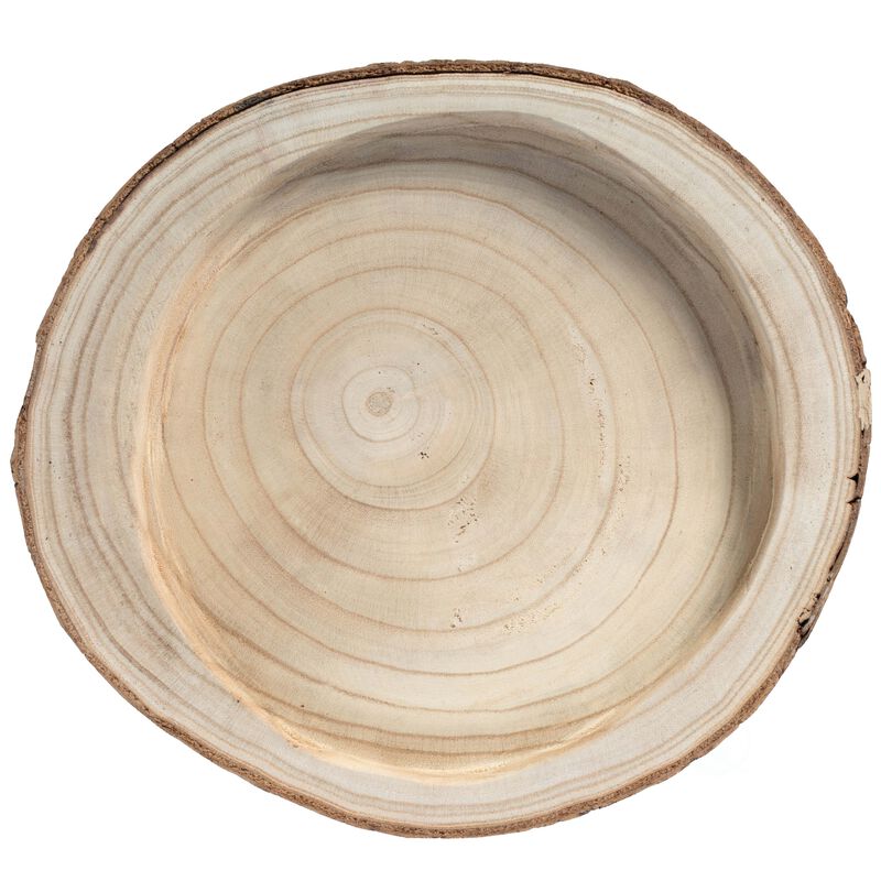 Wood Tree Bark Indented Display Tray Serving Plate Platter Charger - 12 Inch Dia
