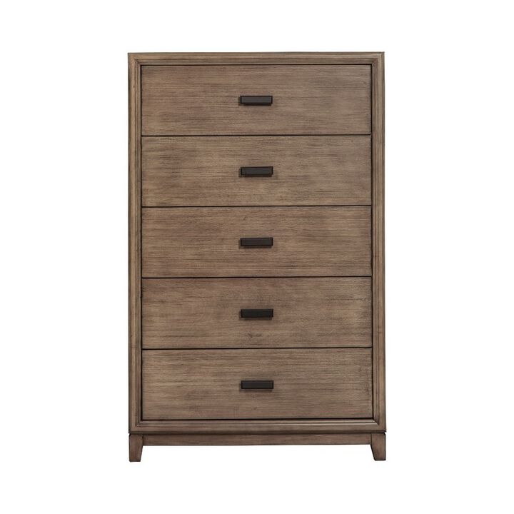 Wooden Chest with 5 Drawers, Brown-Benzara