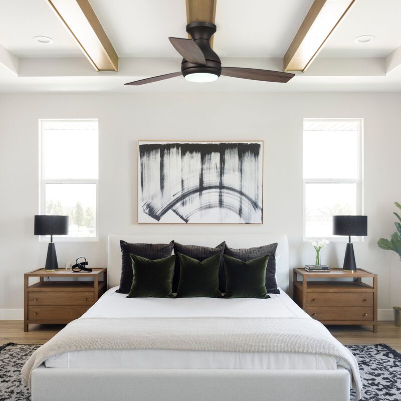 48" Bronze 3-Blade Integrated LED Flush Mount Ceiling Fan with Remote