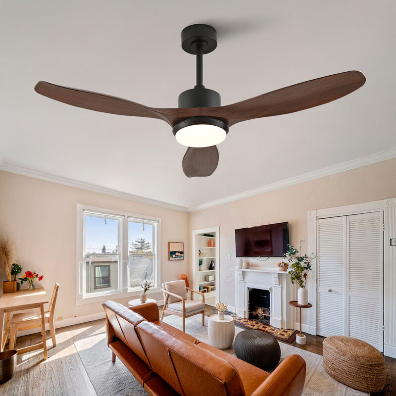 ELEMENT ACE 52 Inch Modern Ceiling Fan with Dimmable LED Light, Reversible Quiet DC Motor, Remote Control, 3 Blades Ideal for Bedroom Living Room Office image number 1