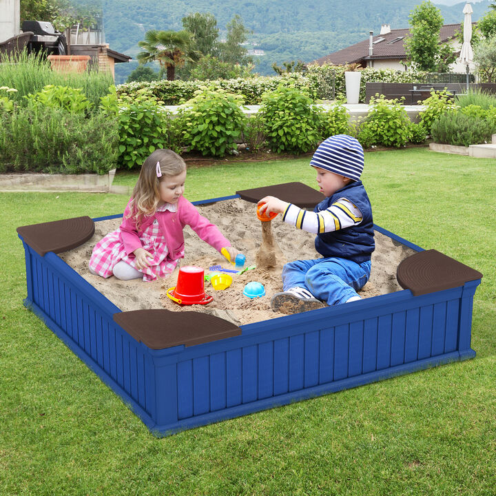 Sandbox for Kids with Oxford Cover &ndash; 4 Corner Seats for Outdoor Fun