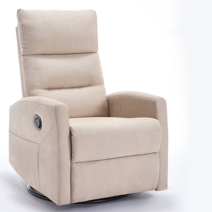 Manual Recliner Chair with Rocker and Swivel in Fabric for Living Room