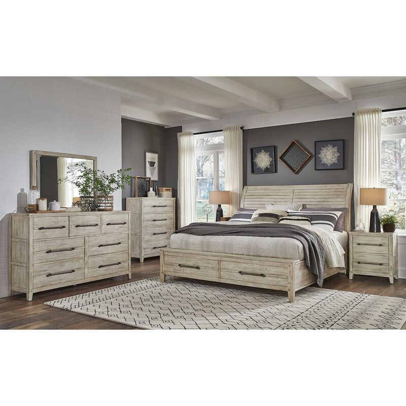 American Woodcrafters Aurora Dresser with Mirror - Whitewash
