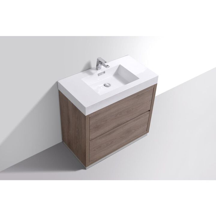 Kubebath Bliss 36 Butternut  Free Standing Modern Bathroom Vanity