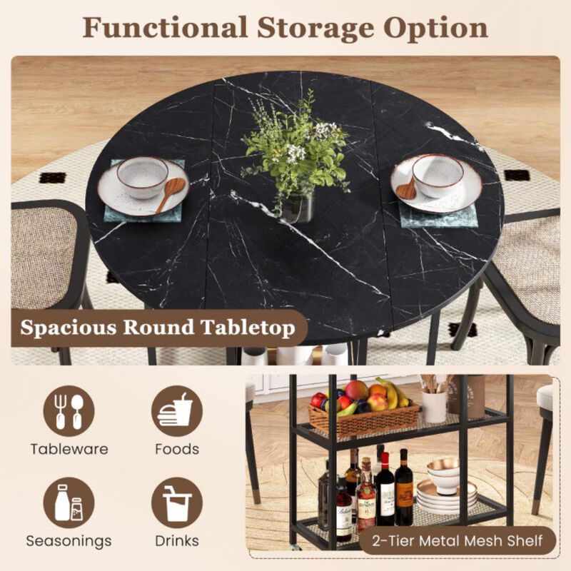Hivvago Folding Round Dining Table with Lockable Wheels