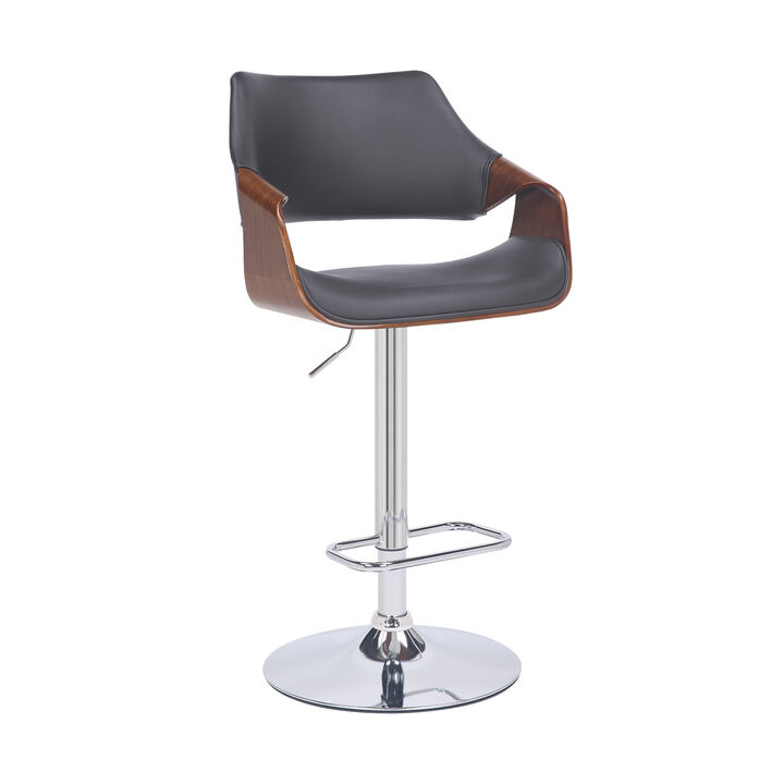 Aspen Adjustable Swivel Faux Leather and Wood Bar Stool