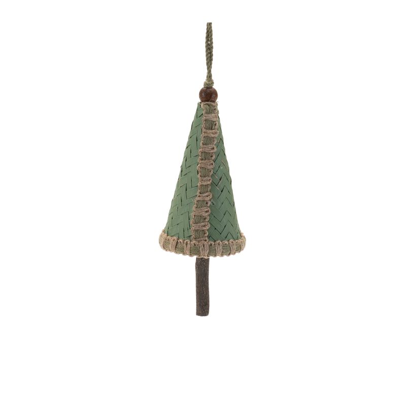 Woven Bamboo Holiday Ornaments (Set of 4) &ndash; Pine Tree Decorations for Rustic, Eco-Friendly Christmas Tree Decor