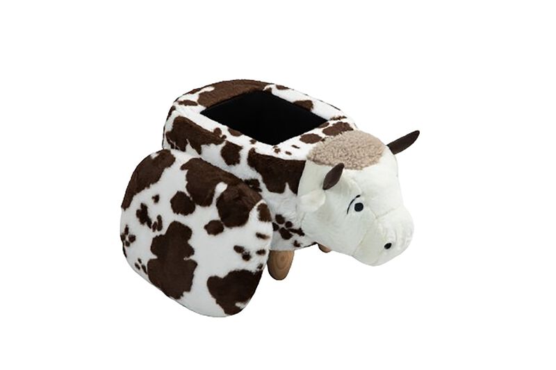 White and Brown Cow Animal Storage Ottoman