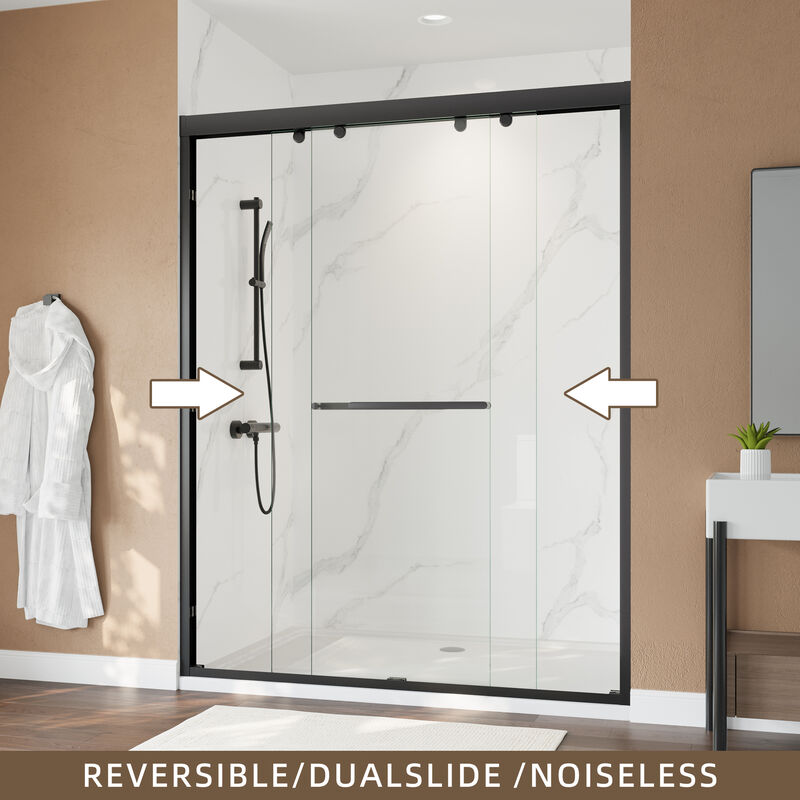 Heavy-Duty Aluminum Shower Door with Anti-Derailment Track, 60x76 Wide Adjustable