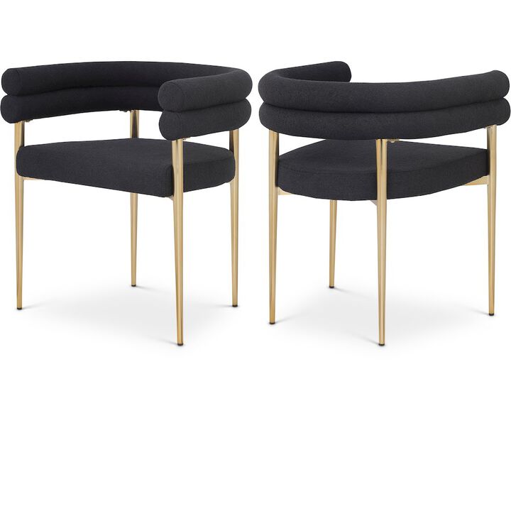 Meridian Furniture Brielle Black Boucle Fabric Dining Chair, Set of 2