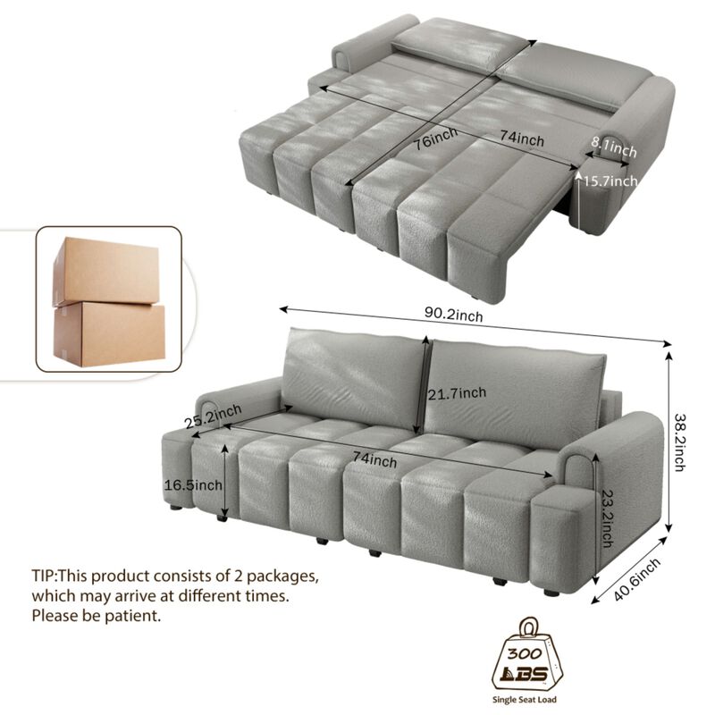 Rerjeb Teddy 3-in-1 Convertible Sleeper Sofa Bed image number 9