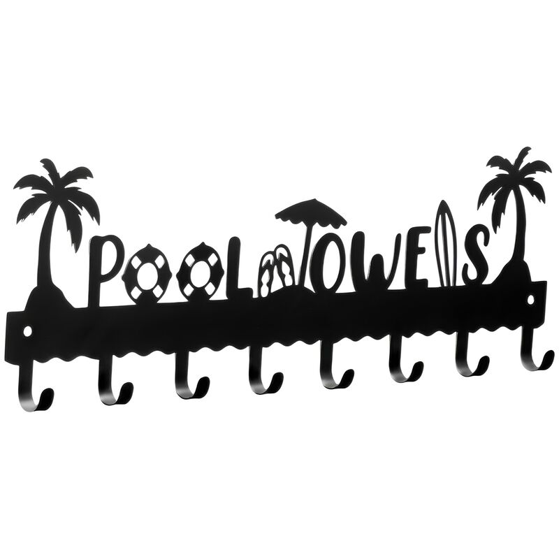 Modern Pool Towel Rack with 8 Hooks, Wall-Mounted Iron Storage Organizer image number 0