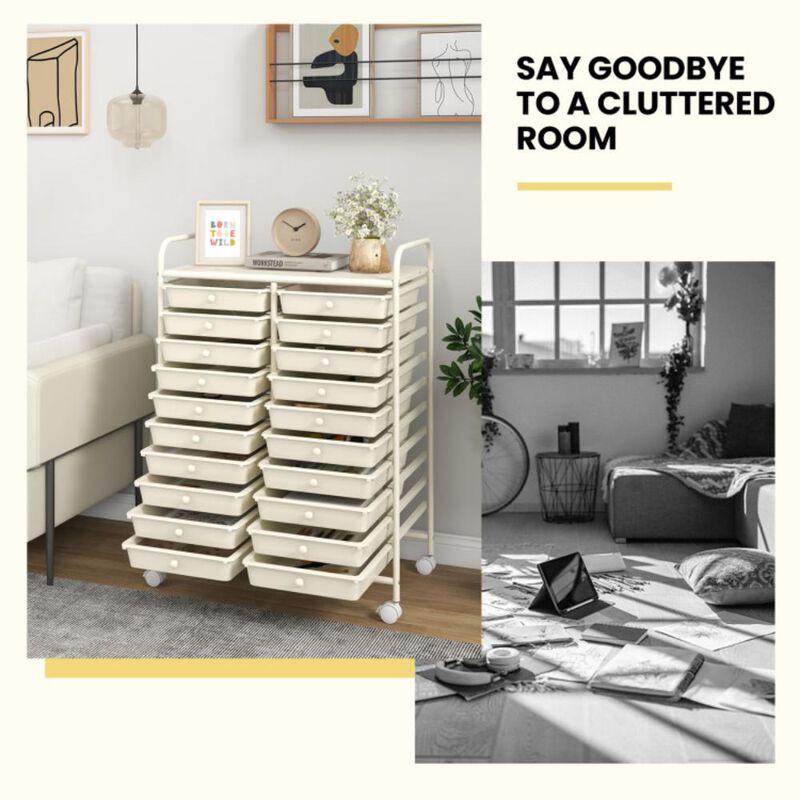 Hivvago 20 Drawers Rolling Storage Cart Studio Organizer