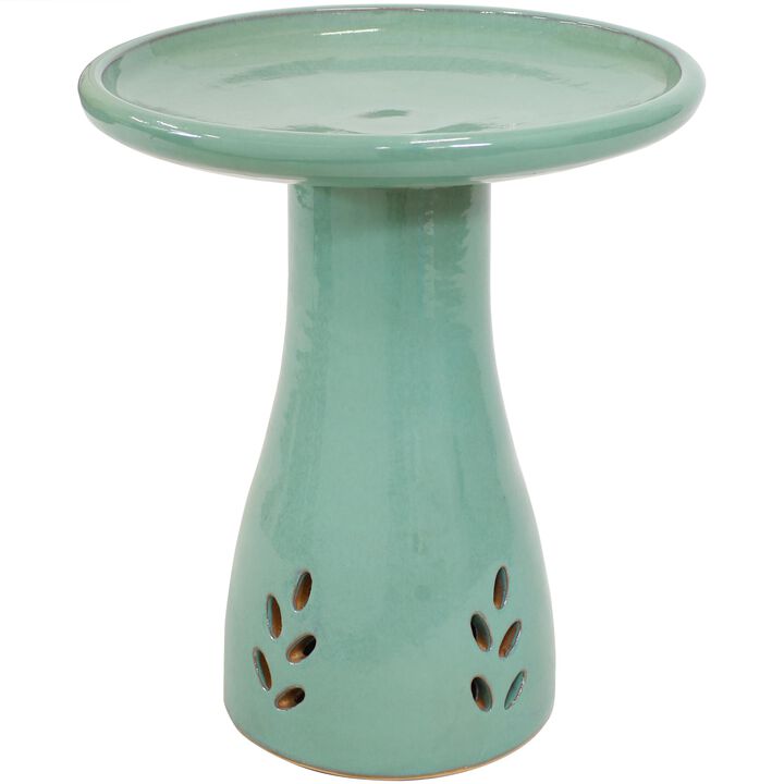 Sunnydaze Classic Outdoor Cut-Out Ceramic Bird Bath - 20.5 in