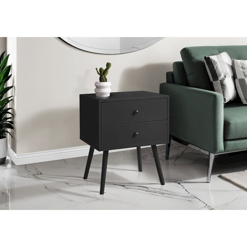 Accent Table, Storage Drawer, Black Laminate, Modern, Contemporary