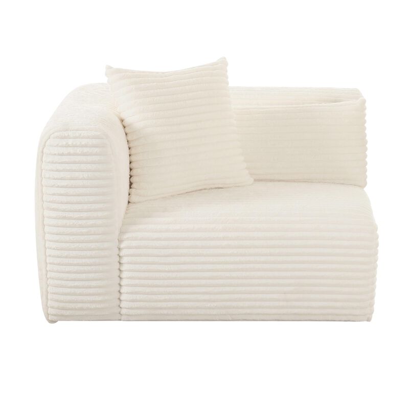 Casafoyer Tarra Fluffy Oversized Cream Corduroy Modular LAF Corner Chair image number 2