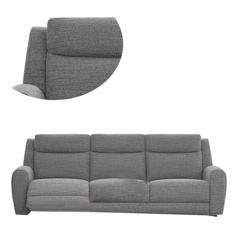 Cory Manual Recliner Sofa, 87 Inch, Solid Wood, Light Gray Polyester image number 2