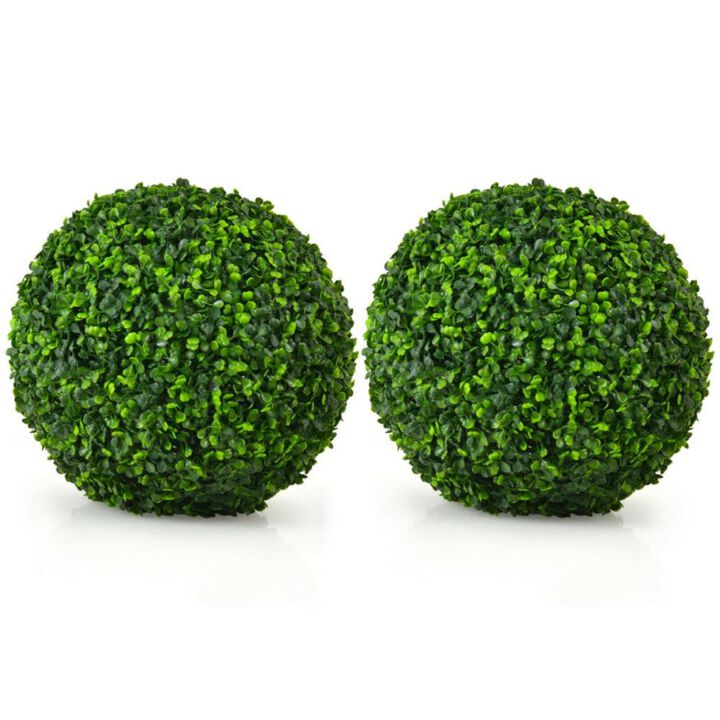 Hivvago 2 Pieces Artificial Topiary Balls Faux Boxwood Ball Plants