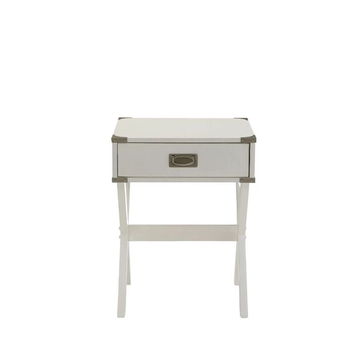 Homezia Modern White X Shape Wooden Storage End Table