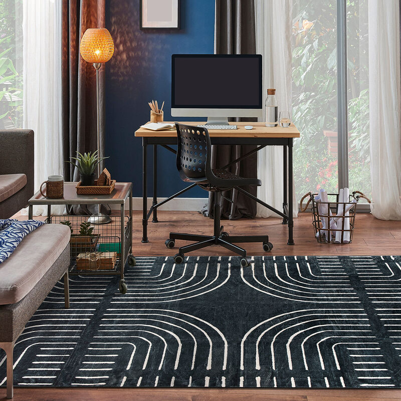 World Rug Gallery Bohemian Lines Washable Non Slip Indoor Area Rugs:  Abstract Pattern,  Low Loop Pile,  Pet Friendly image number 6