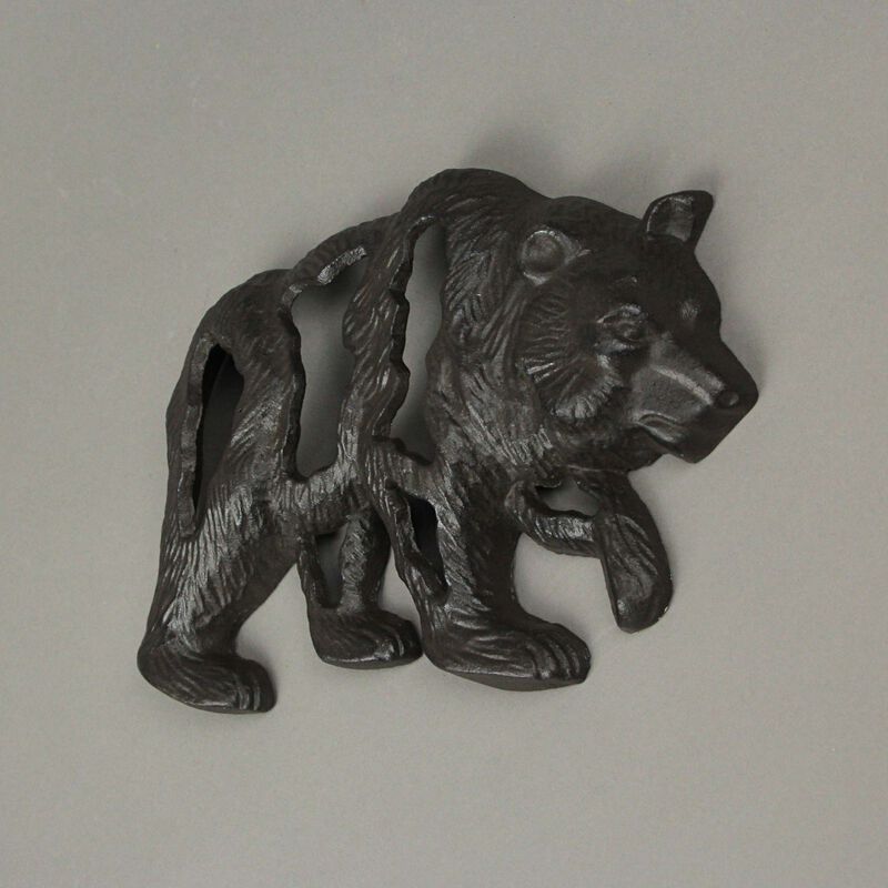 Cast Iron Bear Wall Mounted Sculpture Cabin Home Art Hanging Plaque Lodge Decor image number 3