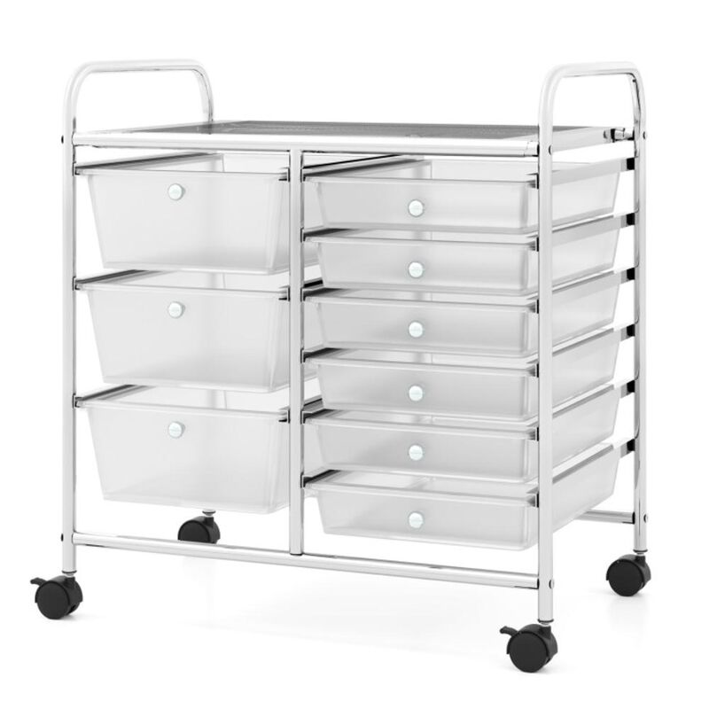 Hivvago 9-Drawer Rolling Storage Cart with Colorful Drawers and Metal Frame